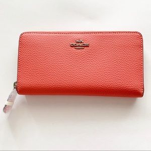 NWT Coach Accordion Wallet with Zipper Coral Peach